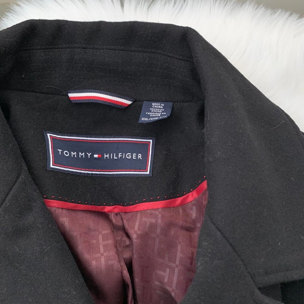 NWT Tommy Hilfiger - Black wool blend double breasted pleated back pea coat, XXL - Picture 7 of 8